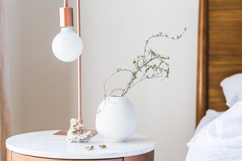 White bedside lamp